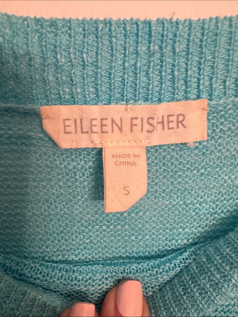 Eileen Fisher Turquoise Scoop Neck Knit Sweater - Picture 2 of 10
